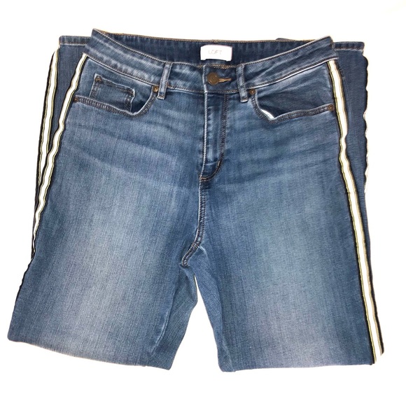LOFT High Waist Striped Skinny Jeans - Picture 7 of 10